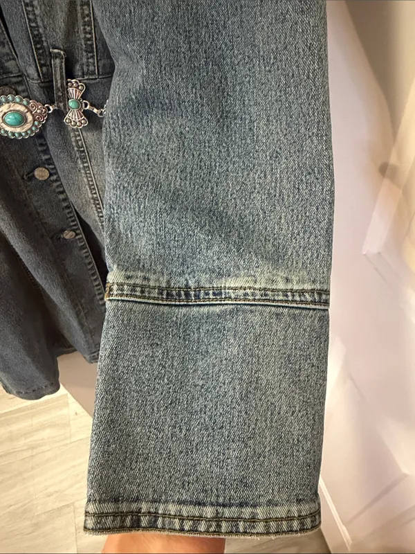 Vintage Medium Wash Denim Button-Down Western Dress / Jacket M - Image 3