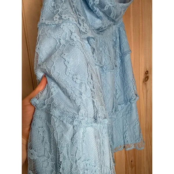 NWT Lulus Sweet Perception Light Blue Lace Strapless Tiered Mini Dress Party XL - Image 6