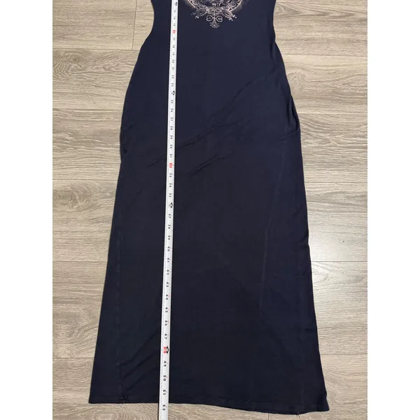 Celestial Maxi‎ Dress S Navy Blue Hamsa Mandala Graphic Sleeveless Bodycon Boho - Image 5