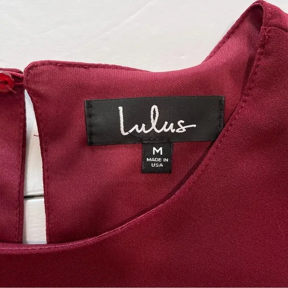 Lulus Last Love Song Burgundy Tie Waist 3/4 Bell‎ Sleeve Dress MEDIUM - Image 11