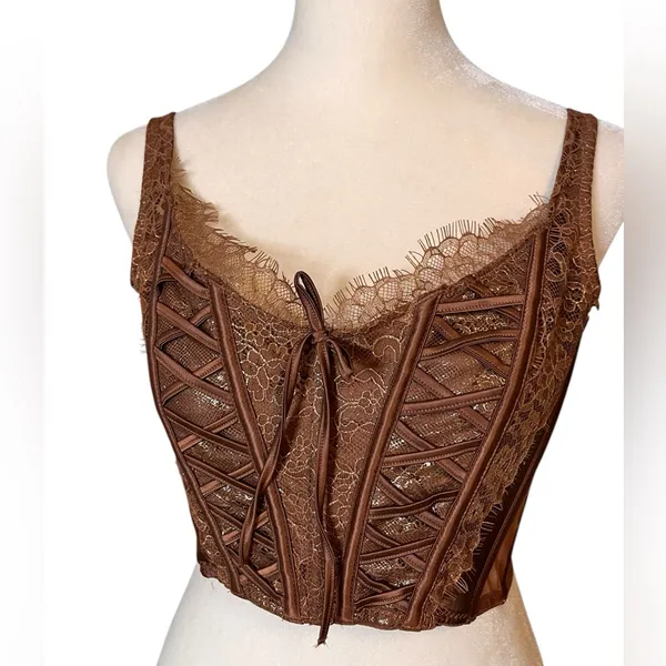 Victoria's Secret Brown Gold Festival Concert Corset Size M NWT - Image 3