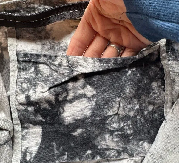 PINK Victoria’s Secret Black and Gray Acid Tie Dye Zip Top Canvas Tote - Image 9