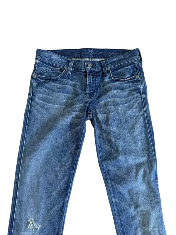 7 FOR ALL MANKIND Straight Peg Blue Pocketed Jeans Size 26 - Image 2