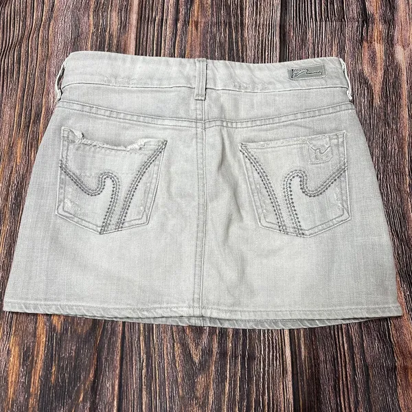 Citizens Of Humanity Boho #370 Stretch Denim Gray Mini Skirt Sz 25 Embroidered‎ - Image 2
