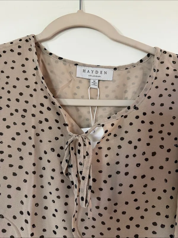 Hayden Beige Midi Dress with Black Polka Dots - Image 5