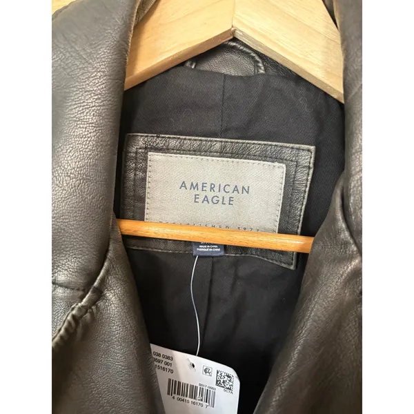 American Eagle Faux‎ Leather Moto Style Jacket Size Small - Image 7