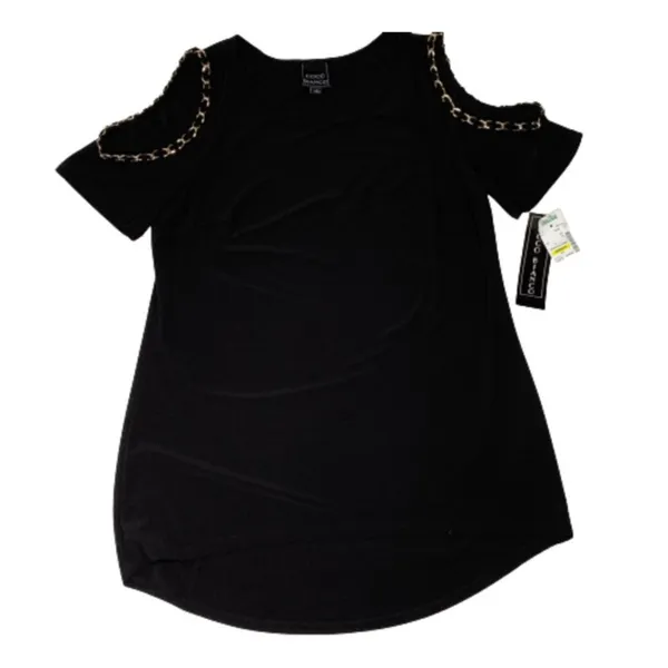 Coco Bianco Top Black Cold Shoulder Gold Chain Strap Detail Top Size Medium NEW - Image 8