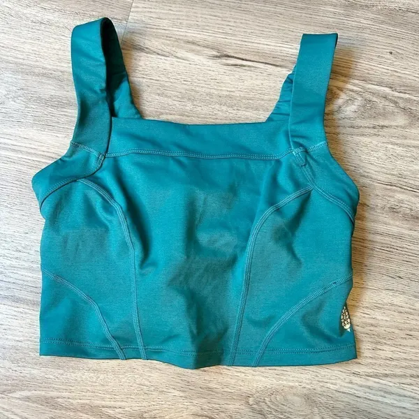 Free People Movement Teal Square Neck Workout Crop Top Size S - Image 4