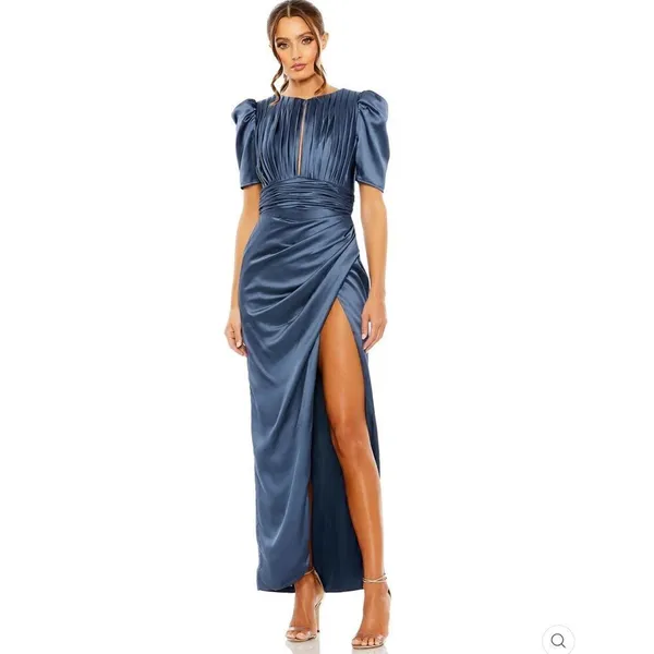 Mac Duggal 27014 PUFF SLEEVE PLEATED BODICE DRAPED GOWN 8 Runs Small - Image 3