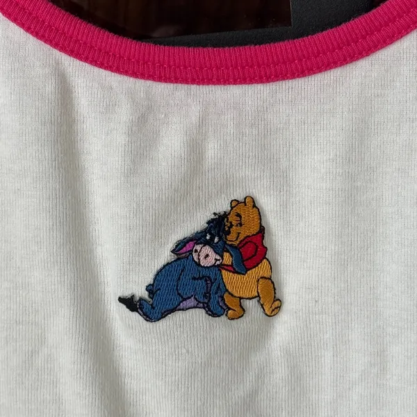 Vintage Disney store y2k Winnie The pooh tank baby tee 100 acre wood embroidered - Image 3