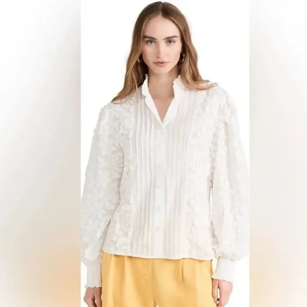 Waimari Magnolia Floral Button-Up Blouse Small - Image 2