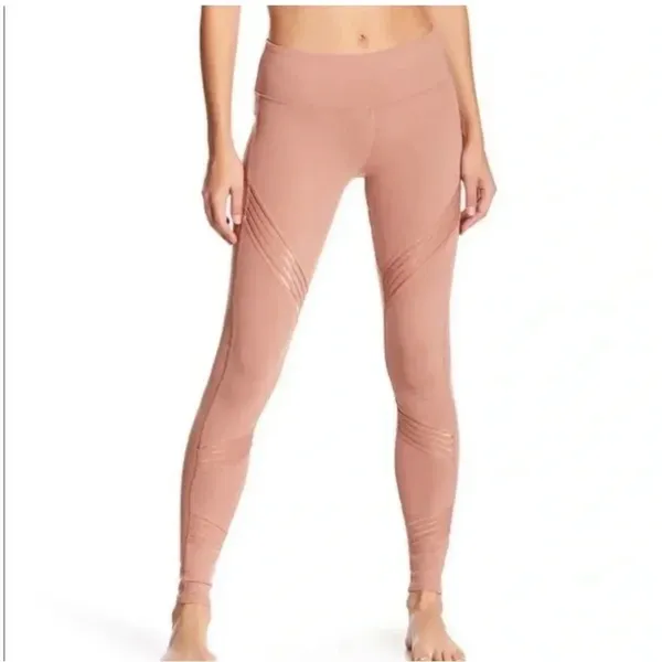 Alo Yoga Ultimate Stripe Mesh Leggings Pink Rosewater Athletic Pants Size S - Image 5