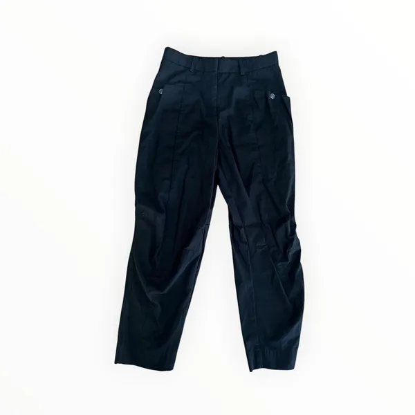 CO Black High Waist Patch Pocket Cotton Crop Pants Trousers Size 2 - Image 3