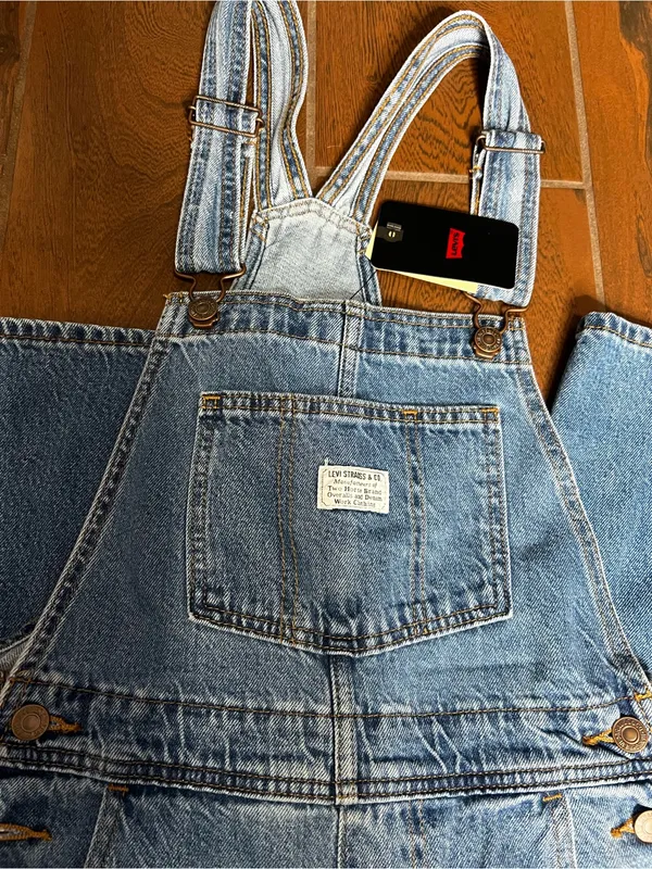 Levi’s Premium Straight Leg Denim Jeans Overalls Womens XS - Image 2