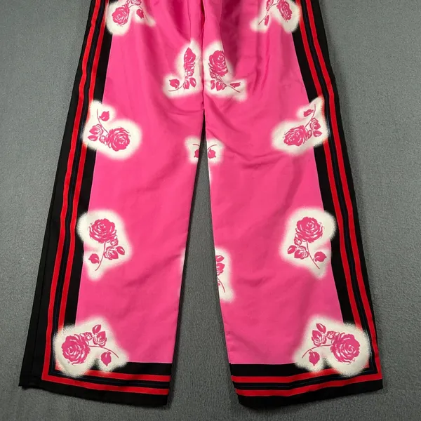 Victorias Secret Satin Pajama Pants Wom‎ XS Pink Rose Stripe Sides Pull On Sleep - Image 7