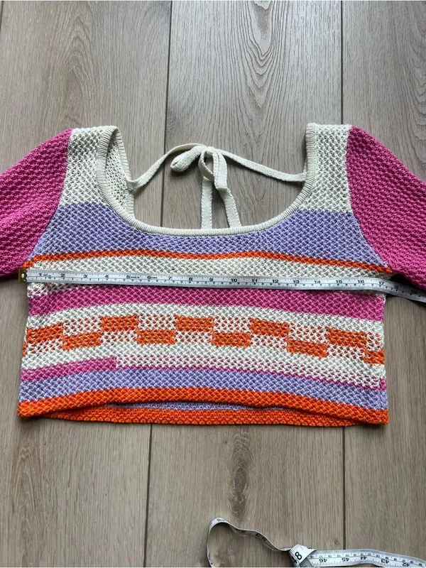 Grey Bandit Teenage Dream Crop Sweater Bright Cute Trendy Knit Size Small - Image 7