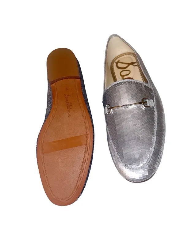 NEW $140 Sam Edelman Loraineglamr Bit Loafer, Silver Slip On SZ-8 - Image 6
