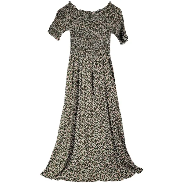Dress Forum Smocked Floral Maxi‎ Dress Off Shoulder Ruffle Short Sleeve S NWT - Image 2