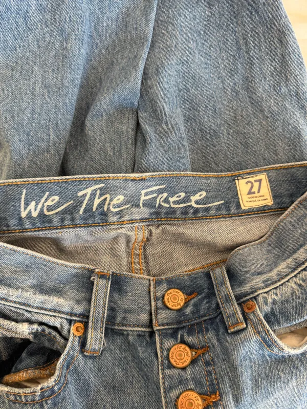 Free People We The Free Blossom Rigid Distressed Straight Leg Jeans Size 27 - Image 7