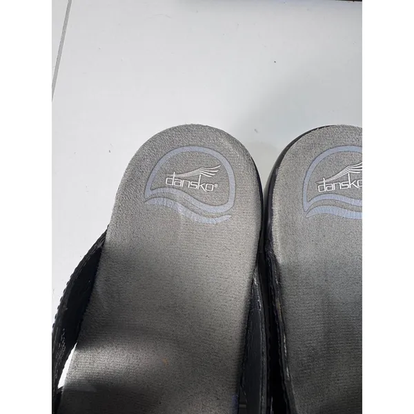 Dansko Black Leather Clog Sandals Women Size 42 10.5 Criss Cross Perforated - Image 2