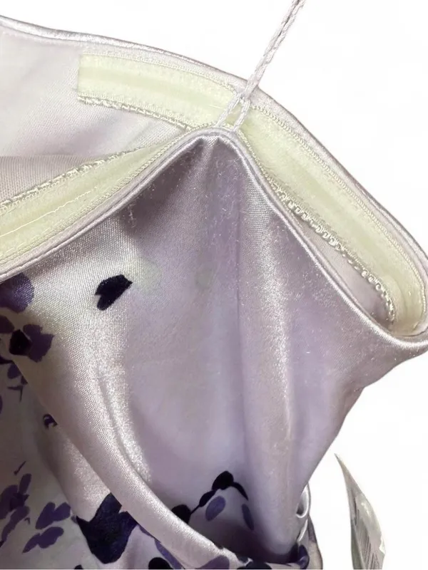 Maggy London One-Shoulder Satin Sheath Dress Floral Lavender Purple Size 8 - Image 4
