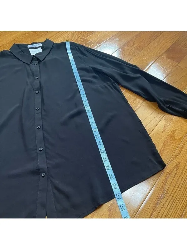 Mango viscose button down long sleeves shirt feather lightweight Black Sz 12 - Image 10