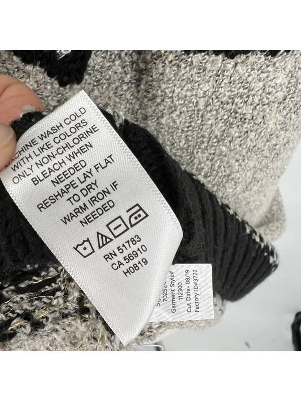 Maurices Nordic Pattern Cowl Neck Sweater Metallic Gray Black Size Medium NWT - Image 11