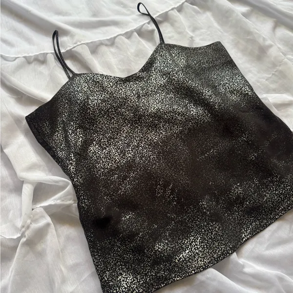 Vintage Sitting Pretty Black Metallic Crackle Cami - Image 2