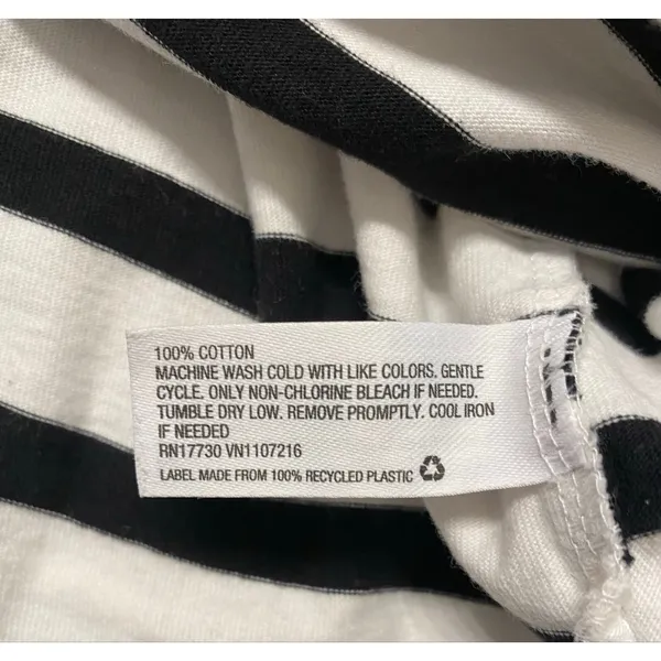 The Nines by HATCH Maternity Dress S Black White Breton Stripe Cotton Polo Prep - Image 5