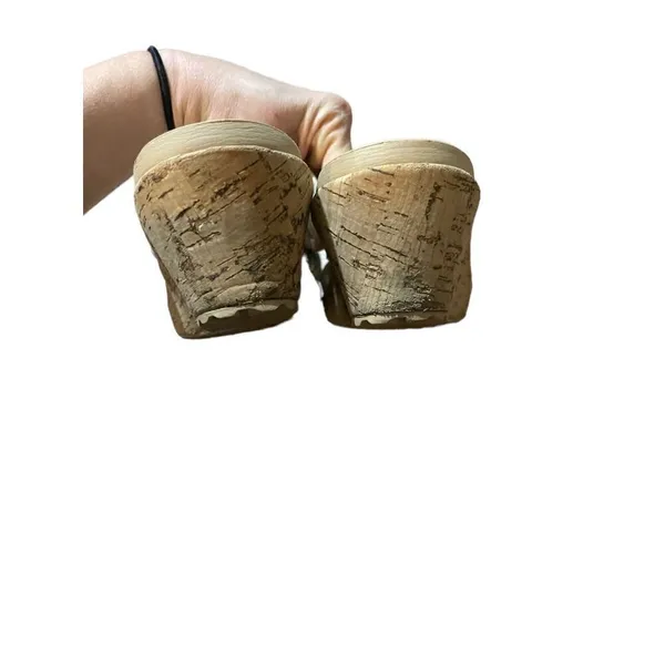 Crocs‎ Leigh Cork Beige Wedge sandals Leather Straps Womens - Image 7