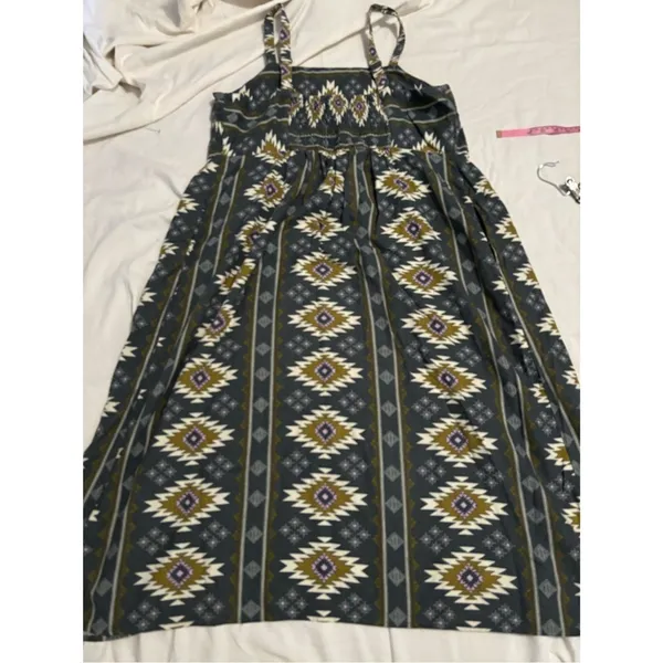 Sonoma Geometric Print Babydoll Midi Dress Boho Festival Sundress XL - Image 5