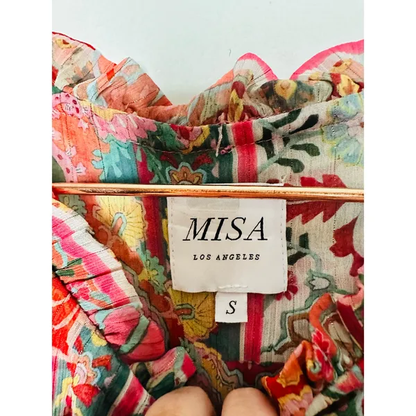 MISA Los Angeles Multicolored Metallic Split Neck Long Sleeve Elena Dress Size S - Image 8