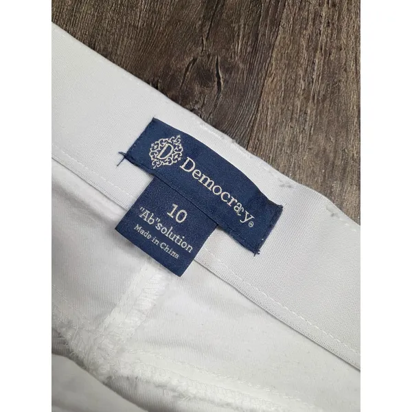 Democracy Ab-solution Booty Lift Straight Leg White Jeans Stretch Size 10 - Image 3