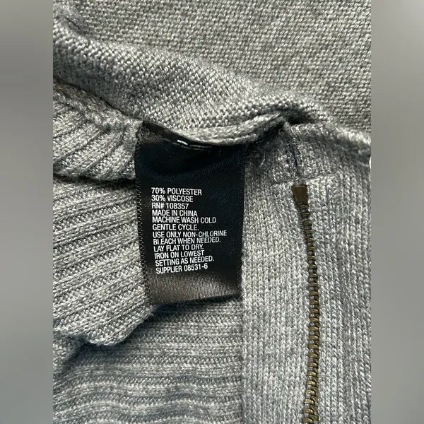 Worthington Gray Women's Open Front Cardigan Sweater with Zipper Detail SZ SM - Image 11