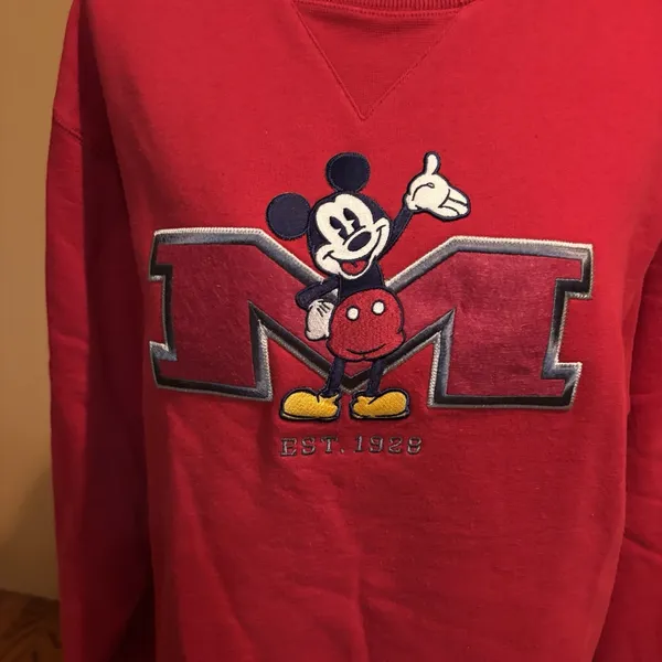 Vintage 90s Disney Store‎ Mickey Mouse Sweatshirt Red Small NWT USA - Image 4