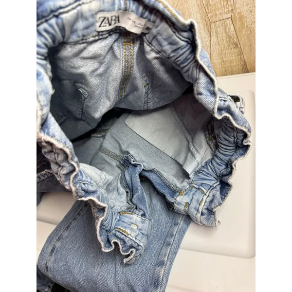 ZARA High‎ Waisted Denim Jeans Paperbag Waist Straight Leg Women S - Image 15