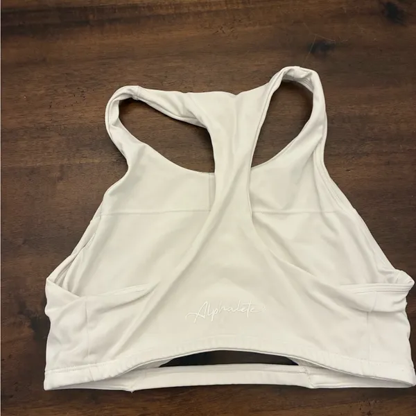 Alphalete Sports Bra Top Women’s Medium White Cut Out High Neck - Image 2