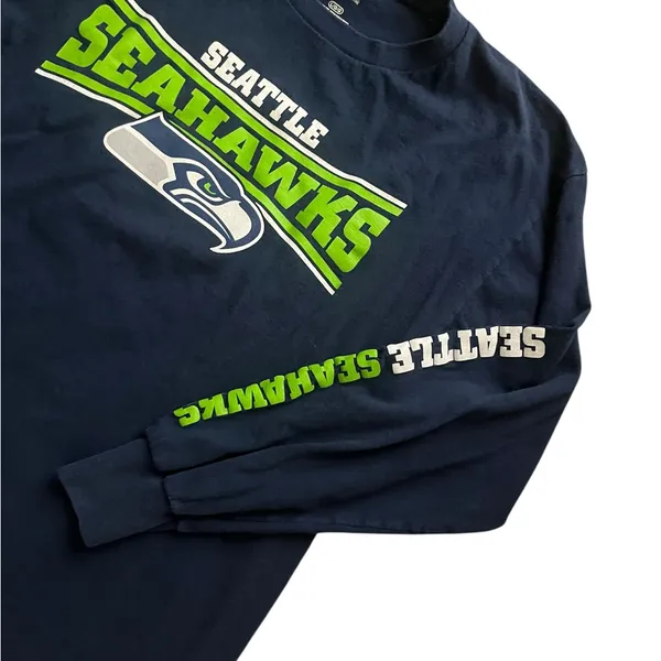 Majestic Blue long sleeve Seattle Seahawks T-SHIRT - Image 4