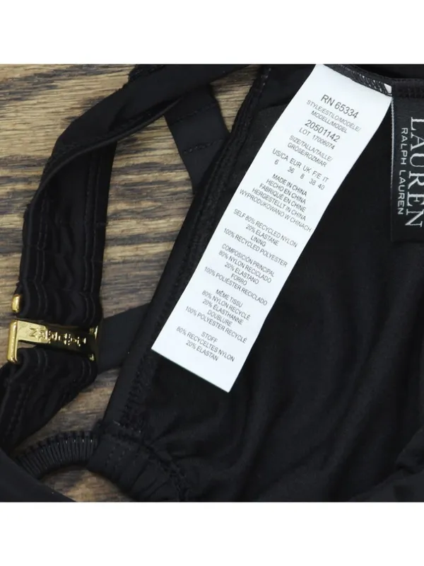 Lauren Ralph Lauren Beach Club Macrame Ring Bikini Top 20501142 Black 6 - Image 3