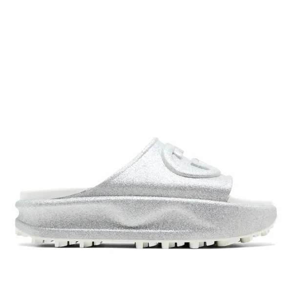 Gucci Interlocking G Platform Slide Silver Glitter - Image 4
