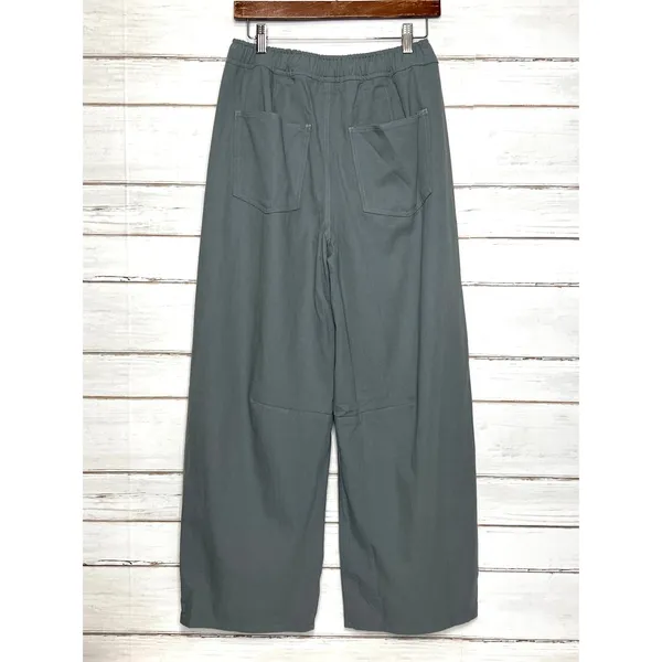 GiGiO USA Size Small Utility Wide Leg Pants Blue Cotton Cargo Barrel - Image 3