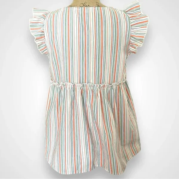 VINE & LOVE Women's Striped V-neck Flutter Sleeve Babydoll Top Small‎ | EUC - Image 3