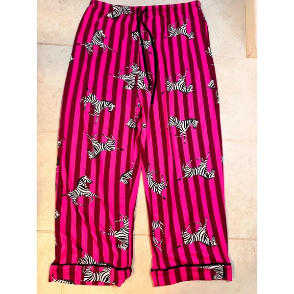 Room Service Pink Zebra Striped Pajama Set Long Sleeve Button Down XXL ZRS97677 - Image 4
