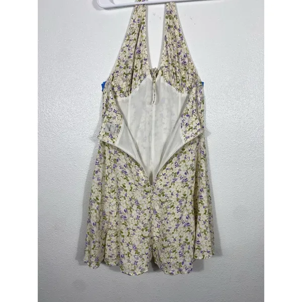 Maeve by Anthropologie Cream Halter Mini Dress with Lavender Floral 100% Viscose - Image 9