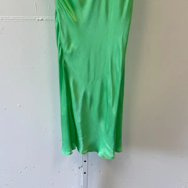Topshop Green Satin Bias Cut Midi Skirt High Waisted Emerald US 0 - Image 4