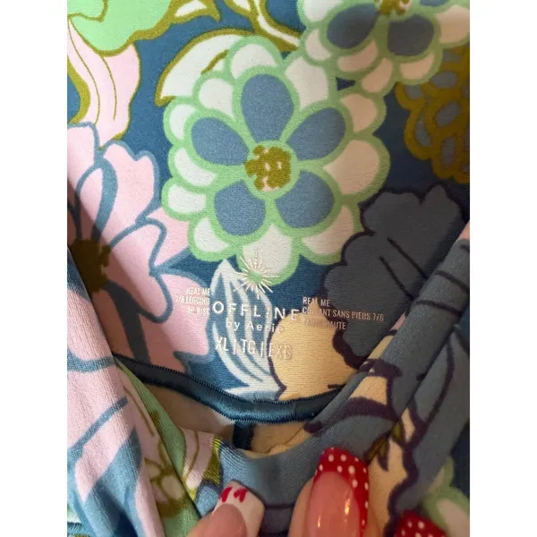 OFFLINE by Aerie Real Me High Rise Crossover 7/8 Floral Leggings XL Activewear - Image 4