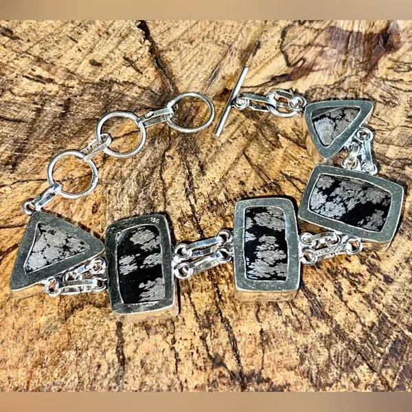 Snowflake Obsidian Bracelet 6 1/2” - Image 3