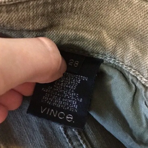Vince ladies army green distressed 5 pocket skinny jeans‎ size 28 - Image 12
