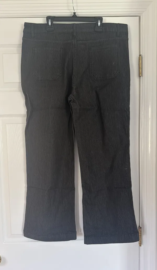 Black Denim Amazon Stretch Wide Leg Jeans Size XL - Image 2