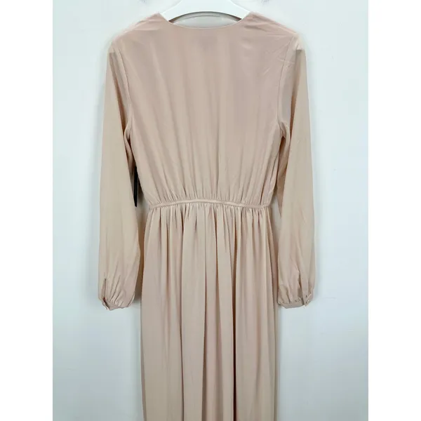 Lulus Wondrous Blush Pink Long Sleeve Maxi Dress Formal Chiffon Medium NWT - Image 13